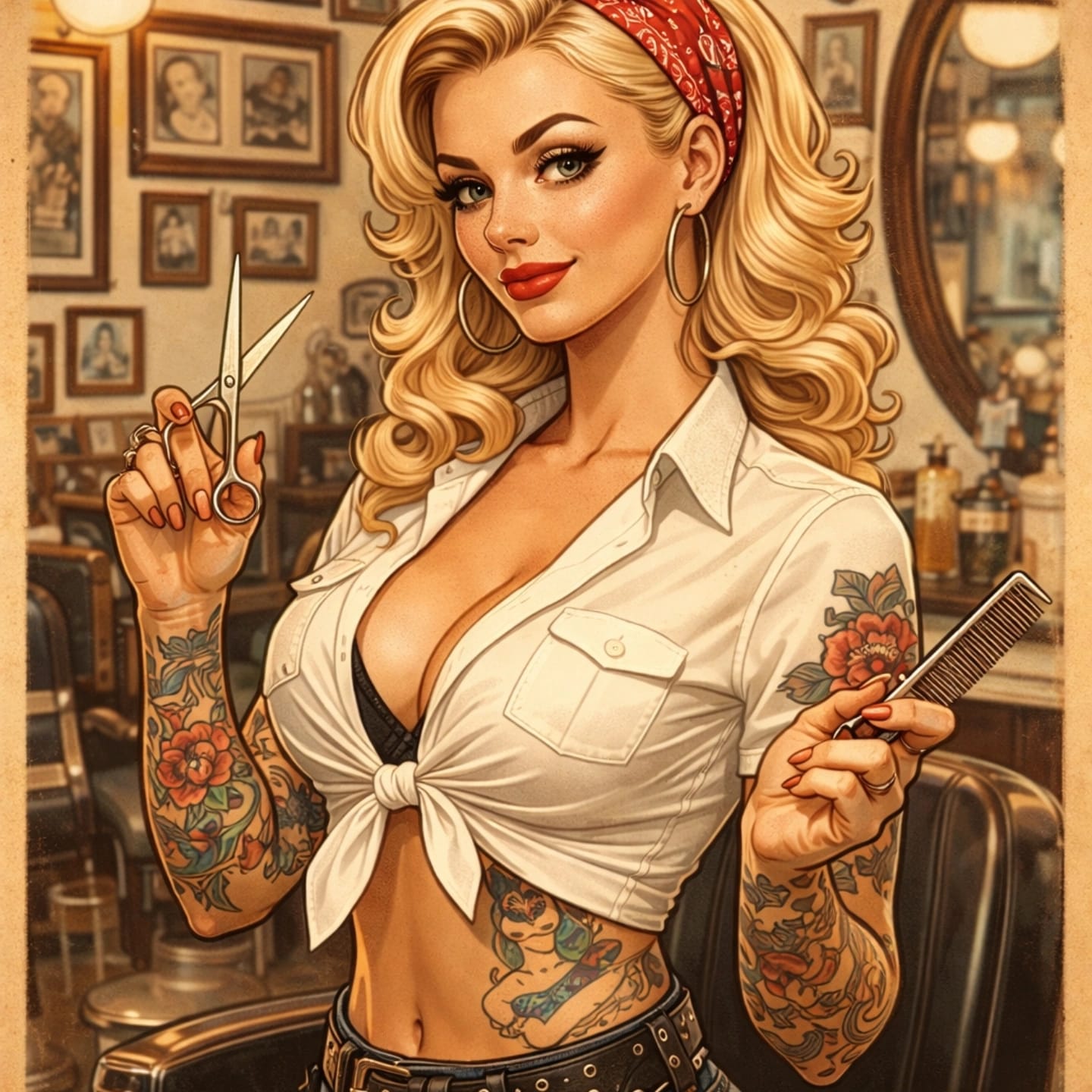 Ilustración de estilista tatuada de Kioma